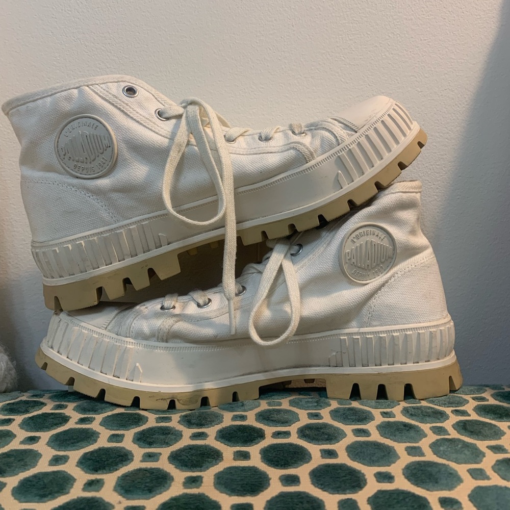 White Canvas Palladium Sneaker Booties